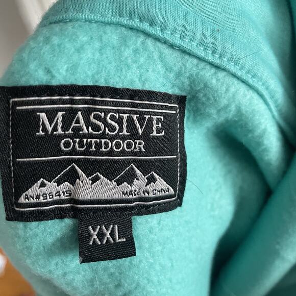 Massive Outdoor Jacket Color Block 1/4 Zip Polar Fleece Hoodie XXL NWT Flaw - Picture 9 of 10